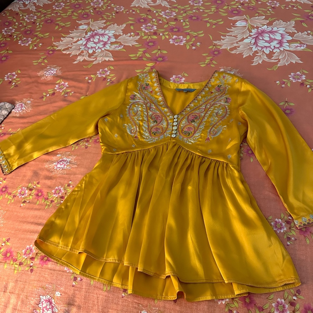 Embroidered Yellow satin top
